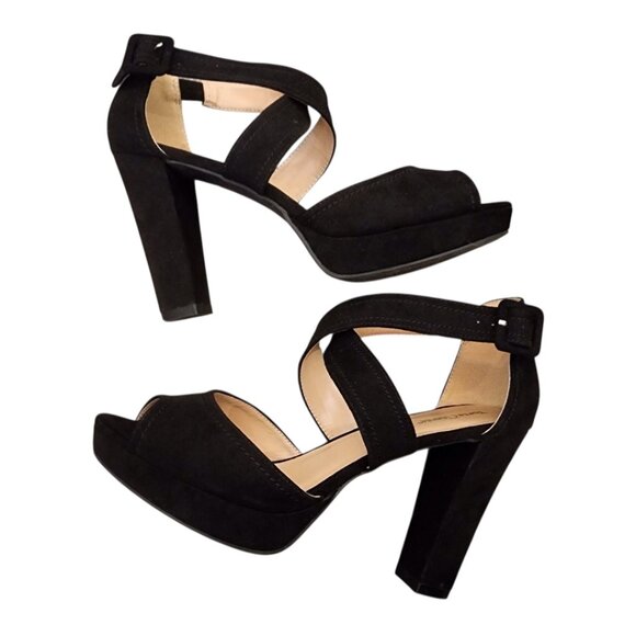 TORTA CALIENTE Black Heels Ladies 9W Criss Cross Strappy Open Toe Sandal Pumps - Picture 7 of 12